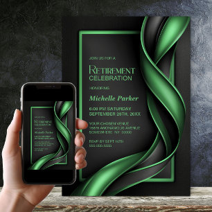 Invitation Fête de retraite moderne noire et verte