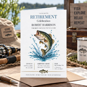 Invitation Fête de retraite pêche à la perche à l'aquarelle