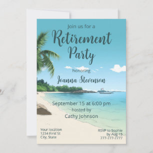 Invitation Fête de retraite Plage tropicale Palmiers