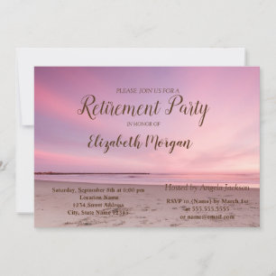 Invitation Fête de retraite rose coucher de soleil sur une pl