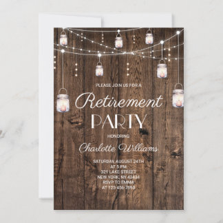 Invitation Fête de retraite rustique dans un pot de Mason