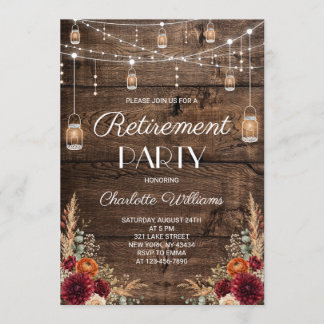 Invitation Fête de retraite rustique d'automne