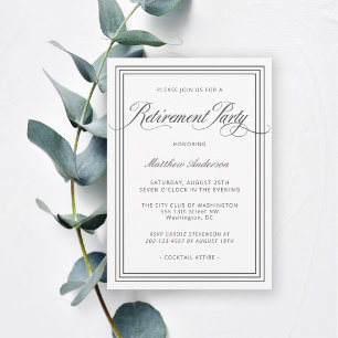 Invitation Fête de retraite simple et élégante en blanc