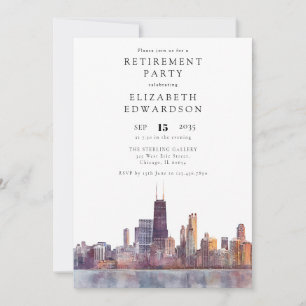 Invitation Fête de retraite sur la skyline de Chicago