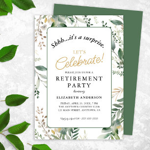 Invitation Fête de retraite surprise Elégante Verdure