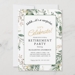 Invitation Fête de retraite surprise Elégante Verdure