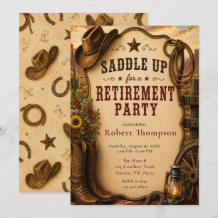 Invitation Fête de retraite western