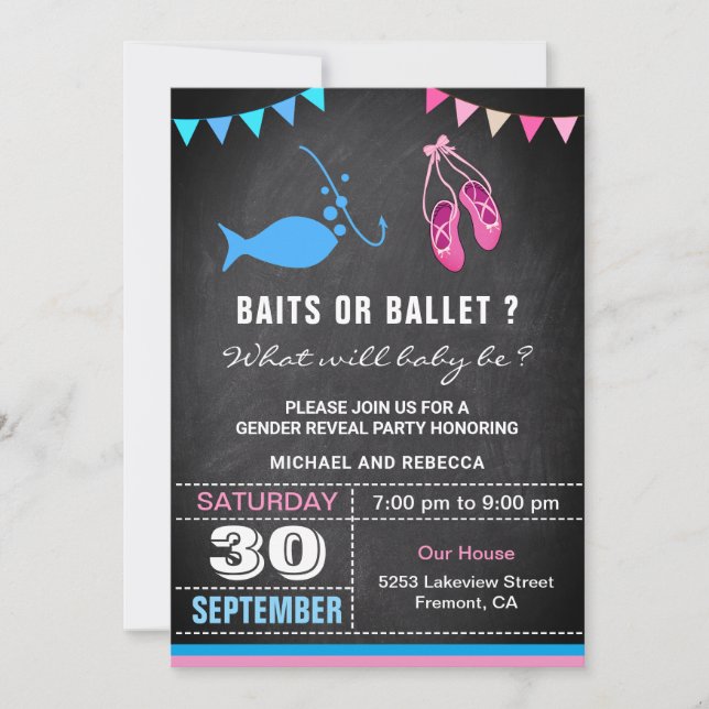 Invitation Fête de révélation de genre Baits ou Ballet (Devant)
