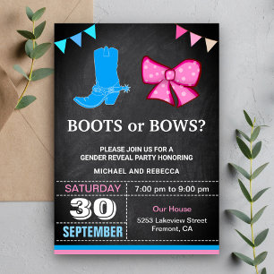 Invitation Fête de révélation de genre Bottes ou Rubans