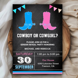 Invitation Fête de révélation de genre Cowboy ou Cowgirl