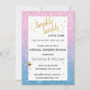 Invitation Fête de Révélation de Sexe Paillettes Virtuelles É