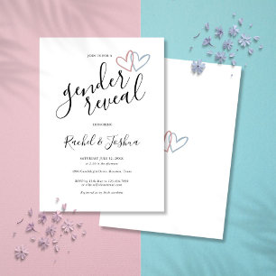 Invitation Fête de Révélation du Sexe avec des Cœurs Amoureux