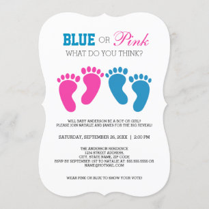 Invitation Fête de révélation du sexe avec empreintes de pied