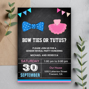 Invitation Fête de Révélation du Sexe avec Nœuds Papillon ou