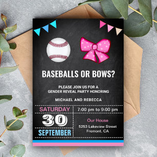 Invitation Fête de révélation du sexe Baseballs ou Rubans