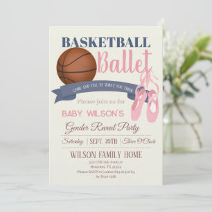 Invitation Fête de révélation du sexe Basketball ou Ballet