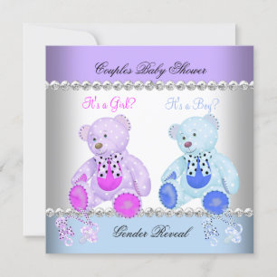 Invitation Fête de Révélation du Sexe Bébé Oursons en Peluche