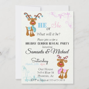 Invitation Fête de révélation du sexe de bébé de vacances Ren