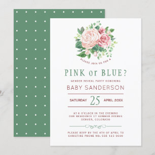 Invitation Fête de Révélation du Sexe de Bébé Floral Bordeaux