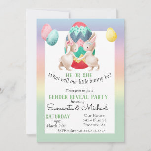 Invitation Fête de révélation du sexe de bébé Pâques Lapin de