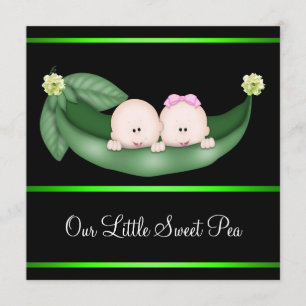 Invitation Fête de révélation du sexe des petits pois noirs e