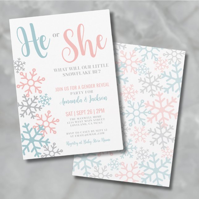Invitation Fête de révélation du sexe d'hiver (Winter Gender Reveal Invitation)