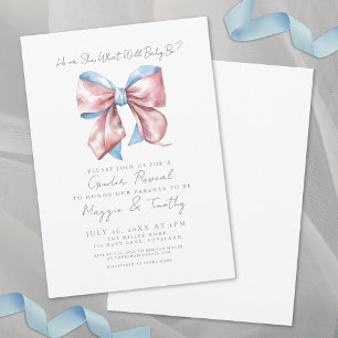 Invitation Fête de révélation du sexe du bébé avec ruban rose