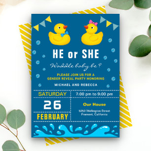 Invitation Fête de révélation du sexe du canard en caoutchouc