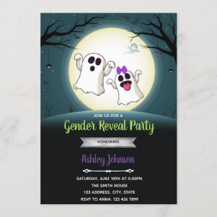 Invitation fête de révélation du sexe du fantôme d'Halloween