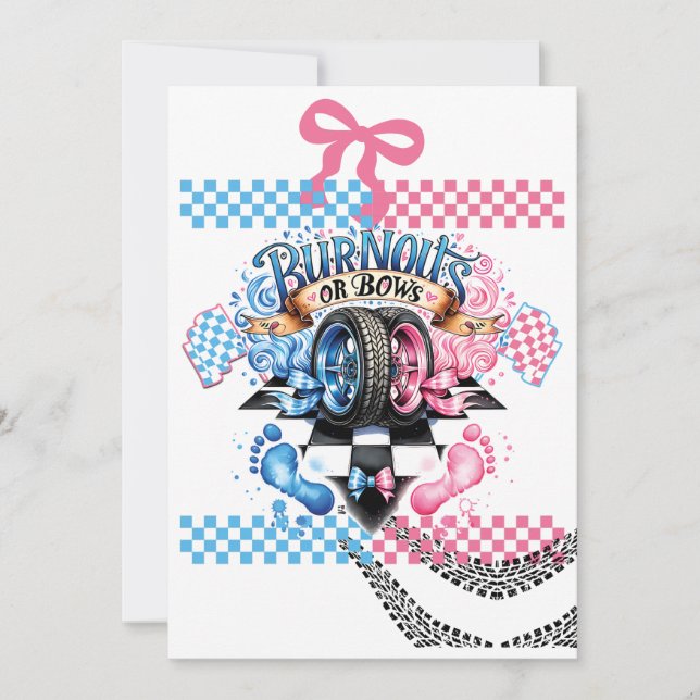 Invitation Fête de Révélation du Sexe Garçon ou Fille Voiture (Devant)