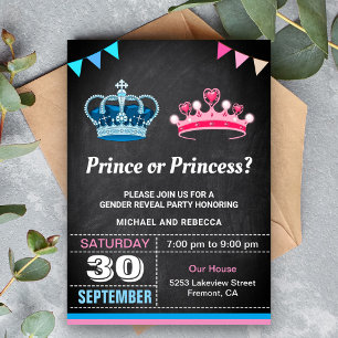 Invitation Fête de révélation du sexe Prince ou Princesse