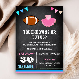 Invitation Fête de révélation du sexe Touchdowns ou Tutus