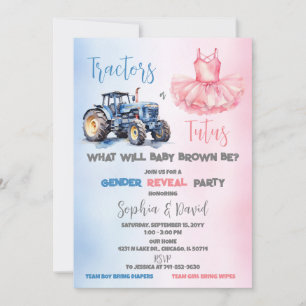 Invitation Fête de révélation du sexe Tracteurs ou Tutus