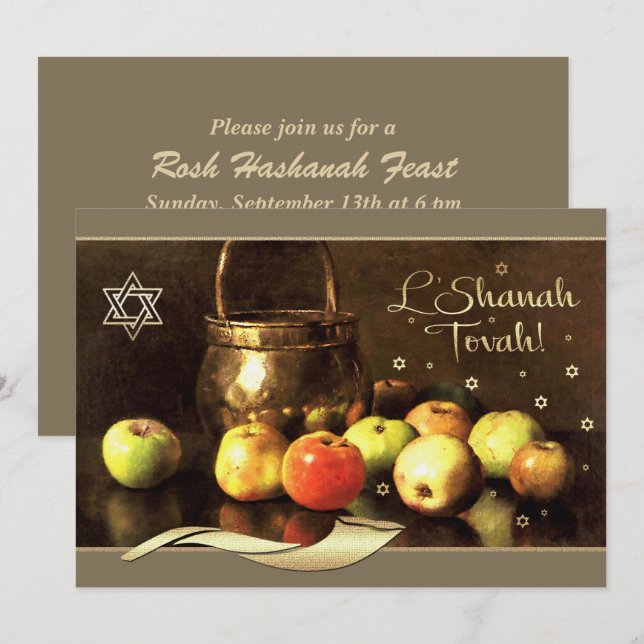 Invitation Fête de Rosh Hashanah personnalisée (Devant / Derrière)
