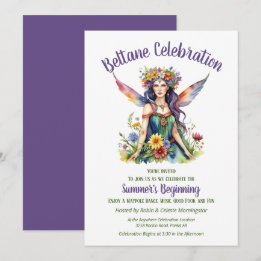 Invitation Fête de Sabbat Florale de Fée d'Été de Beltane