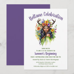 Invitation Fête de Sabbat Florale de Fée d'Été de Beltane