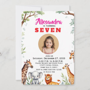 Invitation Fête de safari à l'aquarelle tendance pour enfants