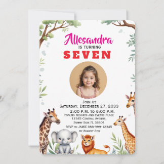 Invitation Fête de safari à l'aquarelle tendance pour enfants