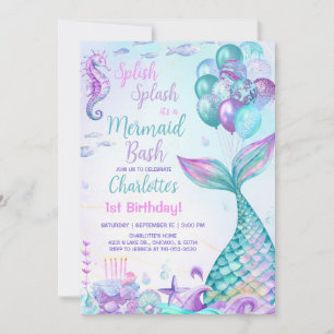 Invitation Fête de sirène pour le 1er anniversaire
