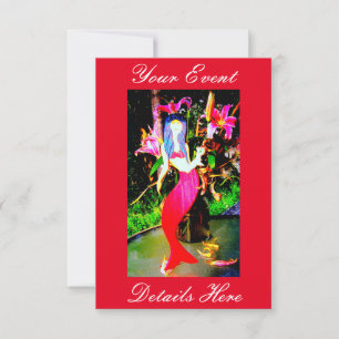 Invitation fête de sirène rouge personnalisée