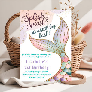 Invitation Fête de Sirène Sous l'Océan