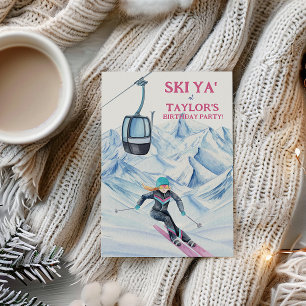 Invitation Fête de ski à l'aquarelle