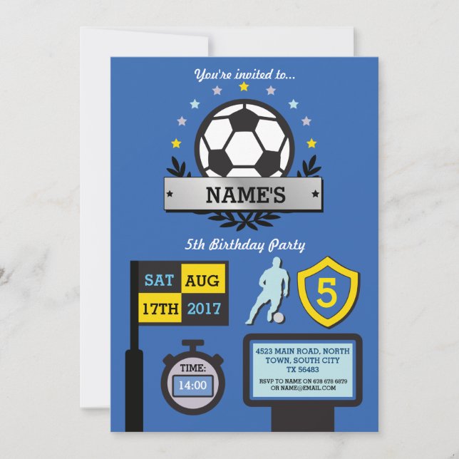 Invitation Fête de soccer du garçon Anniversaire Sports Invit (Devant)