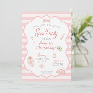 Invitation Fête de Spa Rose Spa fille pré-adolescente Anniver