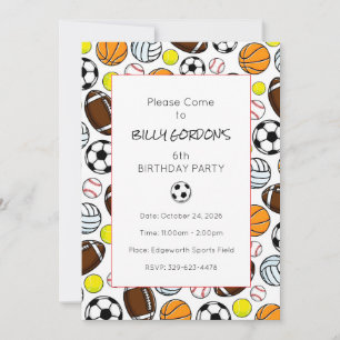 Invitation Fête de sport Enfants Football Coloré Amusant