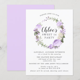 Invitation Fête de Sweet sixteen de couronnes florales blanch