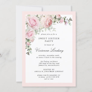 Invitation Fête de Sweet sixteen rose pâle