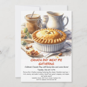 Invitation Fête de tarte à la viande au charme rustique   Fêt