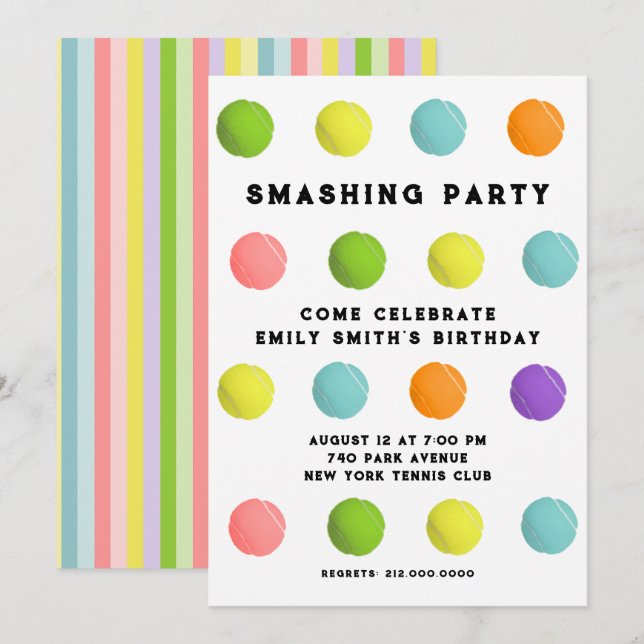Invitation Fête de tennis (Devant / Derrière)