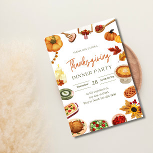Invitation Fête de Thanksgiving aquarelle